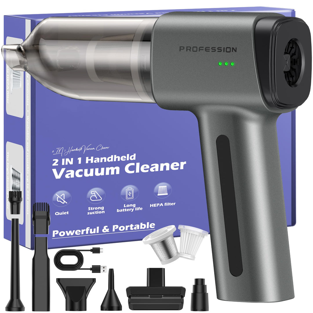 Handstaubsauger Akku Kabellos Autostaubsauger Stark 28000Pa | 4-in-1, Aufladbar, Tragbar, Bürstenlos