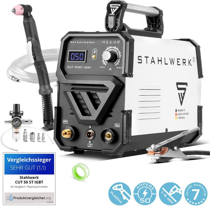 STAHLWERK CUT 50 ST IGBT Plasmaschneider mit 50 Ampere, bis 14mm Schneidleistung, für Lackierte Blec
