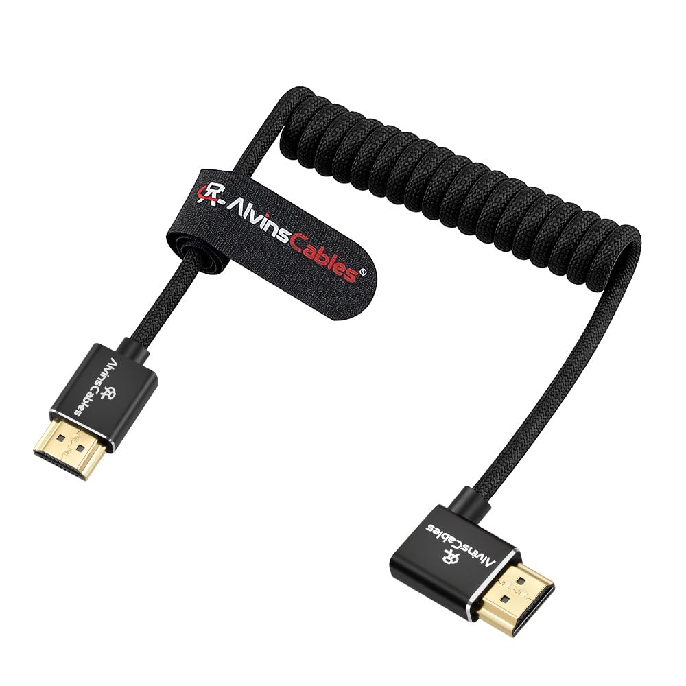 Alvin's Cables Ultra HD 8K HDMI 2.1 Spiralkabel geflochten HDMI Kabel für Atomos Ninja V, Portkeys B