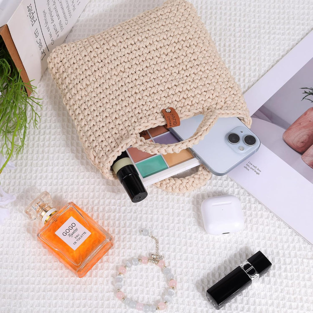 Coopay Häkelset für Anfänger, Häkelset Tasche mit Häkelnadel 4,5mm, Anleitung, 5mm Dicke Wolle zum H