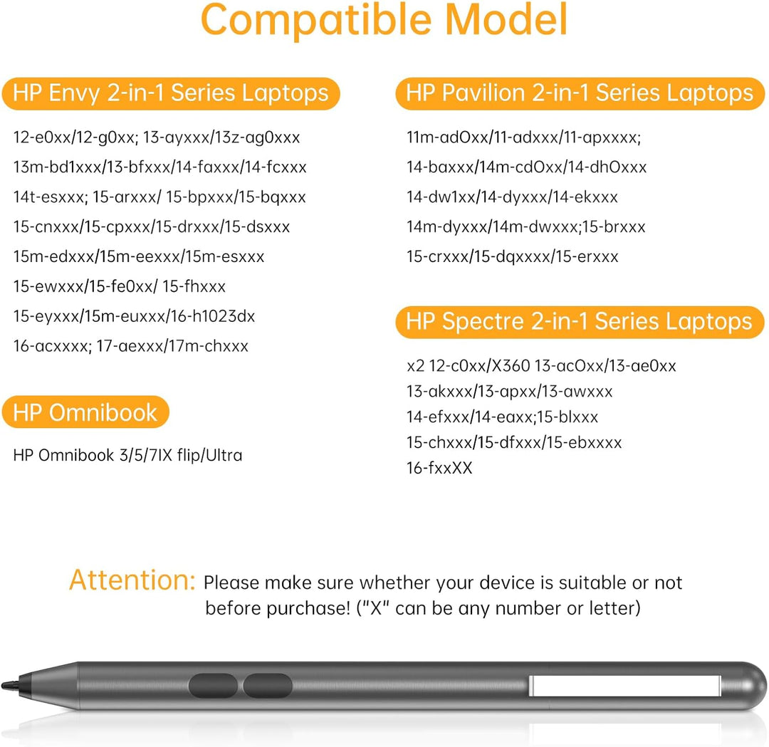 Stylus Stift HP, Pen für HP Envy/Spectre/Pavilion x360 und Andere Serien, Aktiver Digitaler Stift, 1