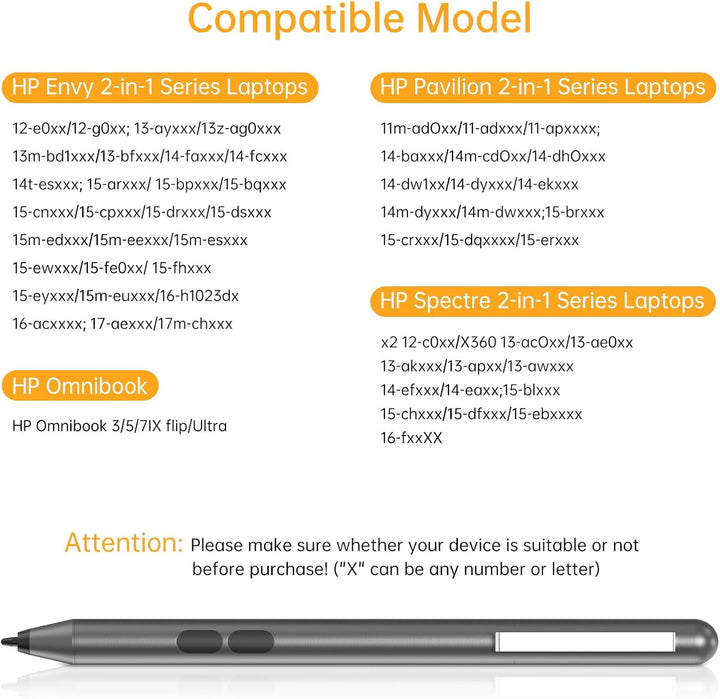 Stylus Stift HP, Pen für HP Envy/Spectre/Pavilion x360 und Andere Serien, Aktiver Digitaler Stift, 1