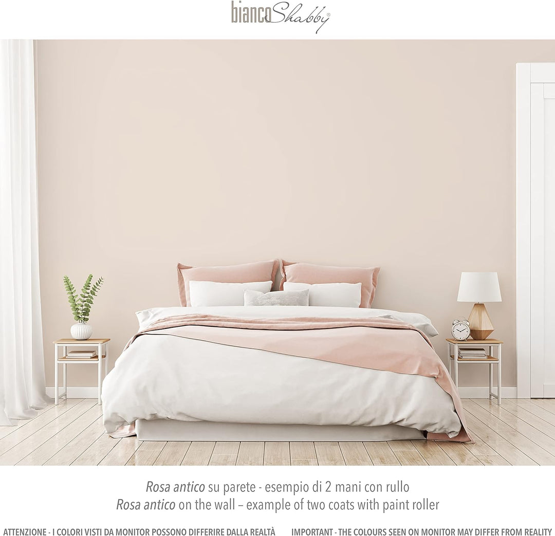 bianco Shabby® Rosa Antico Kreidefarbe Wasserbasis für Alle Oberflächen einfach zu verarbeiten ohne