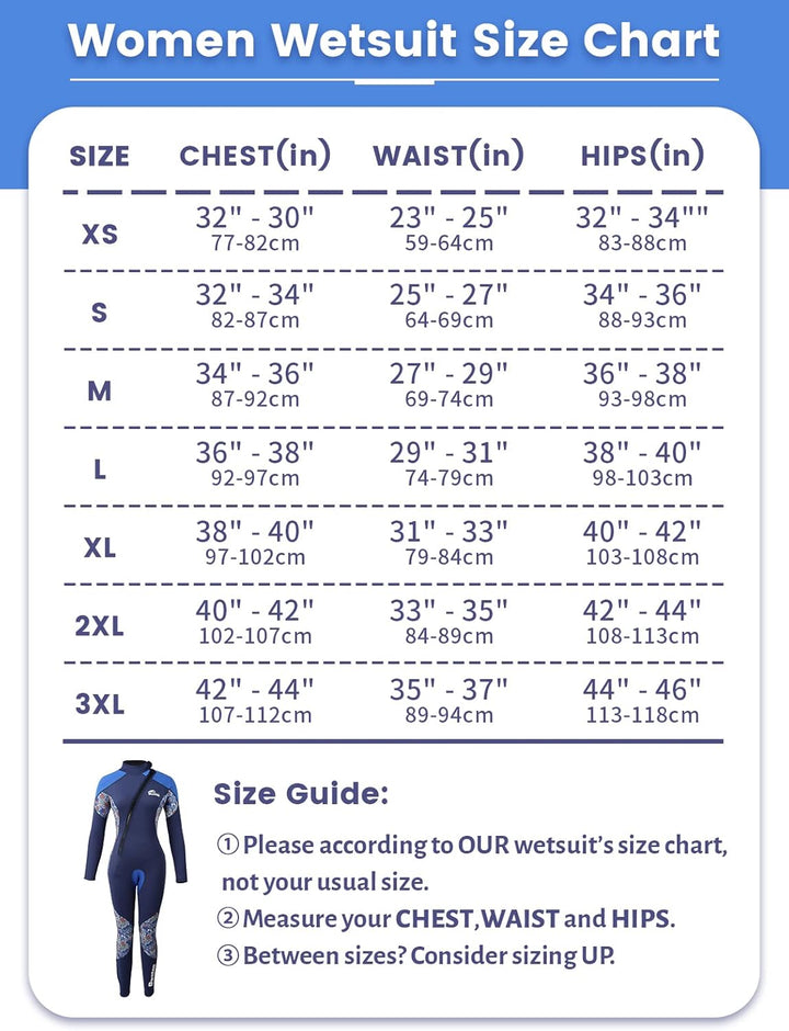 PROTAURI Neoprenanzug Damen 3MM Lang Neopren Reissverschluss Tauchanzug Warm Thermo Halten Ultra Str
