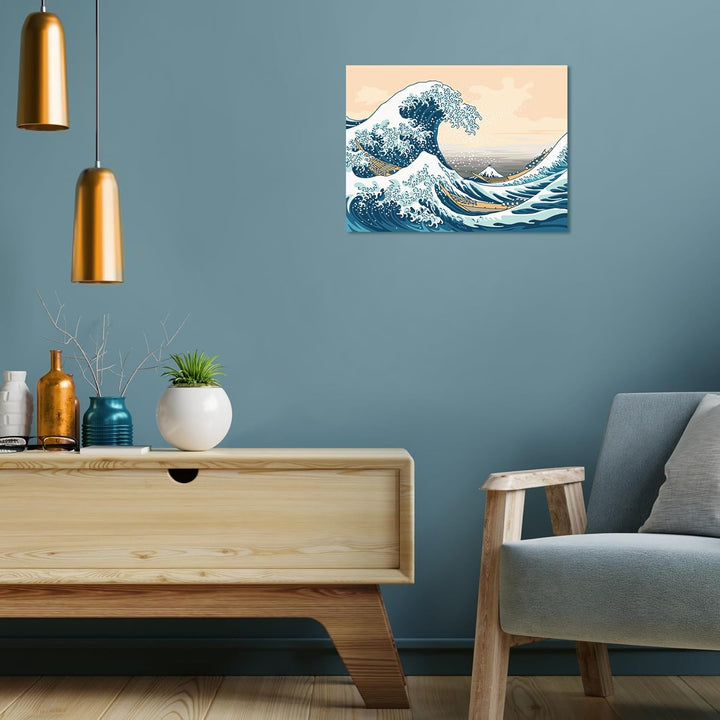 Ravensburger CreArt 23690 - Grosse Welle (Hokusai) - Malen nach Zahlen Erwachsene, DIY Malset mit Pi