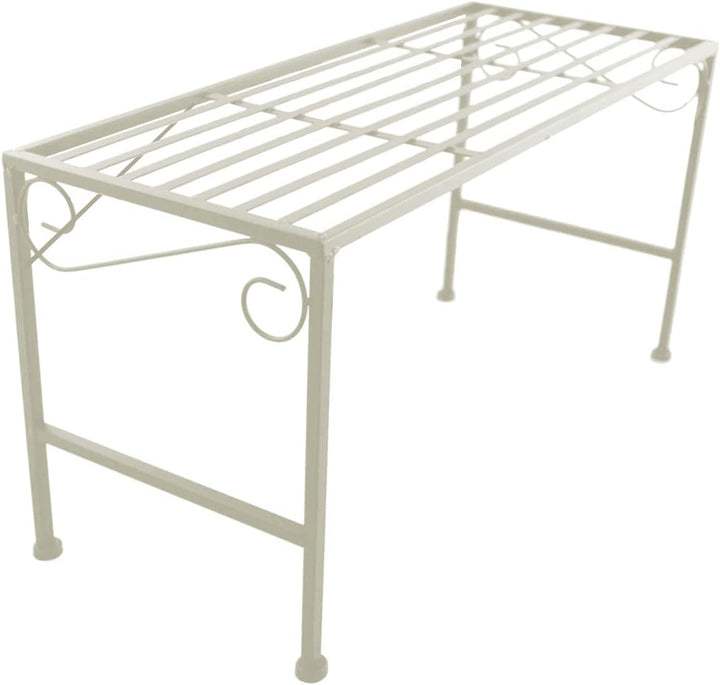PrimoLiving Metall XL Blumentreppe 2-teilig creme - Klappbare 2-stufige Blumenbank Metall-Bank Blume