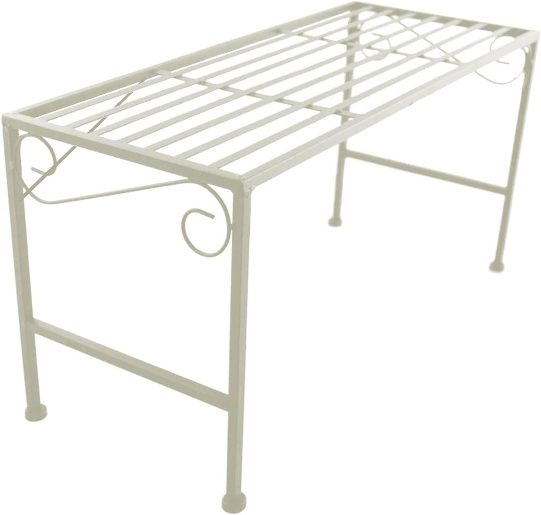 PrimoLiving Metall XL Blumentreppe 2-teilig creme - Klappbare 2-stufige Blumenbank Metall-Bank Blume