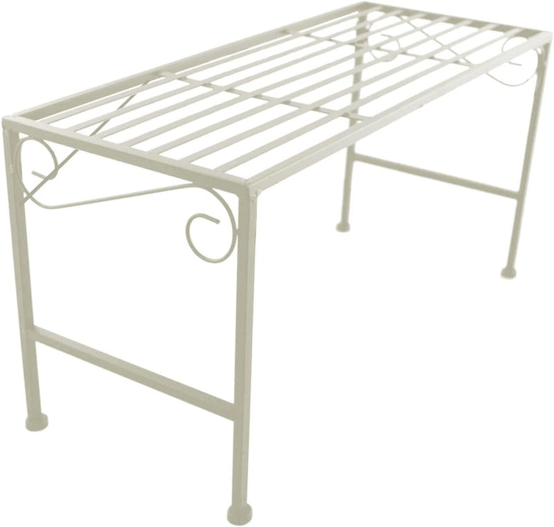 PrimoLiving Metall XL Blumentreppe 2-teilig creme - Klappbare 2-stufige Blumenbank Metall-Bank Blume