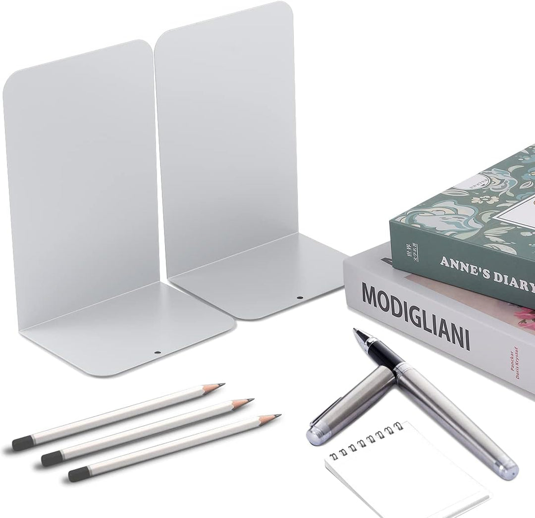 MSDADA Buchstützen aus Metall L, 102x203x135mm, 5 Paar CD Buchständer Kinder, Bücherregal für Schule