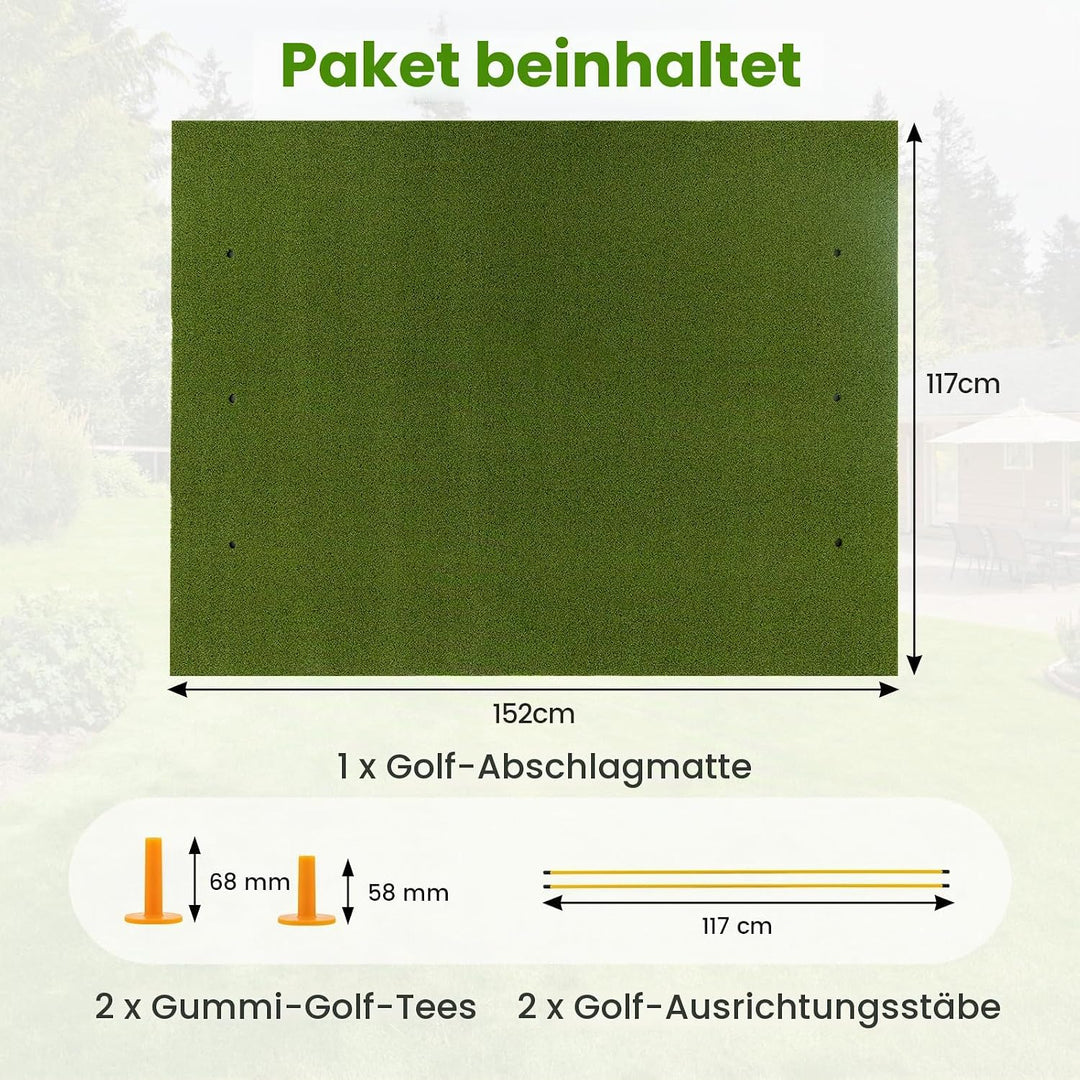 LIFEZEAL Golf Übungsmatte, Abschlagmatte Golf mit 6 Abschlagpositionen, Outdoor Sports Golf Training