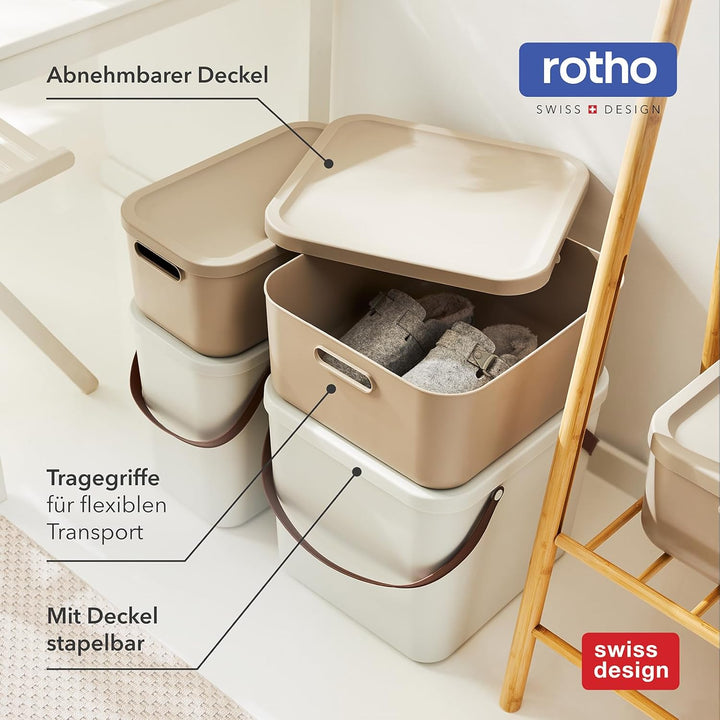 Rotho Albula Aufbewahrungsbox 25l mit Deckel, Kunststoff, Blau, Nicht zutreffend, Blau