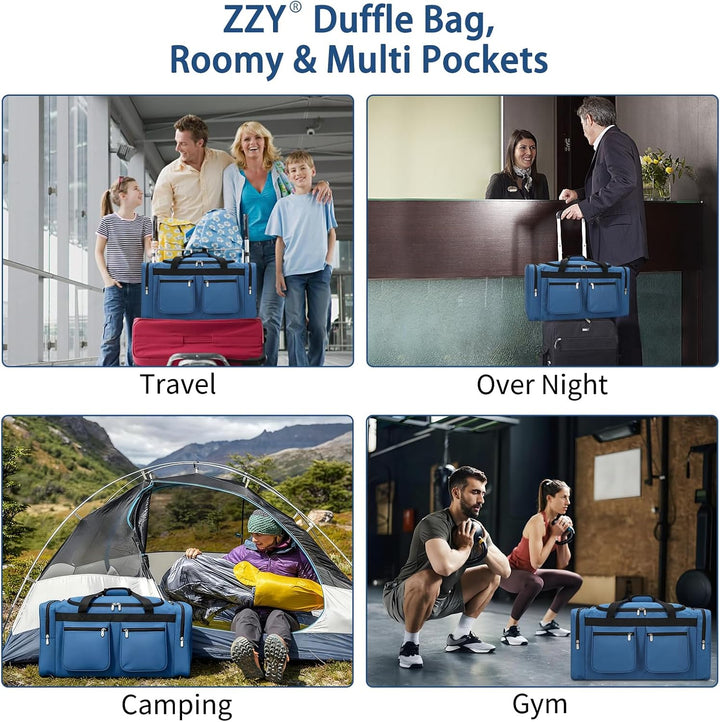 ZZY 55L Sporttasche Gross Herren – wasserdichte Weekender Tasche mit 2 Seitentaschen für Fitness, Gy