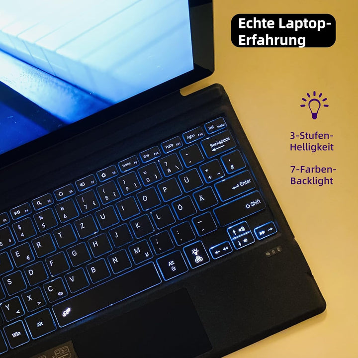 Deutsche QWERTZ Layout Tastatur für Microsoft Surface Pro 11/10 / 9/8 / X, 13 Zoll - Ultraflaches, b