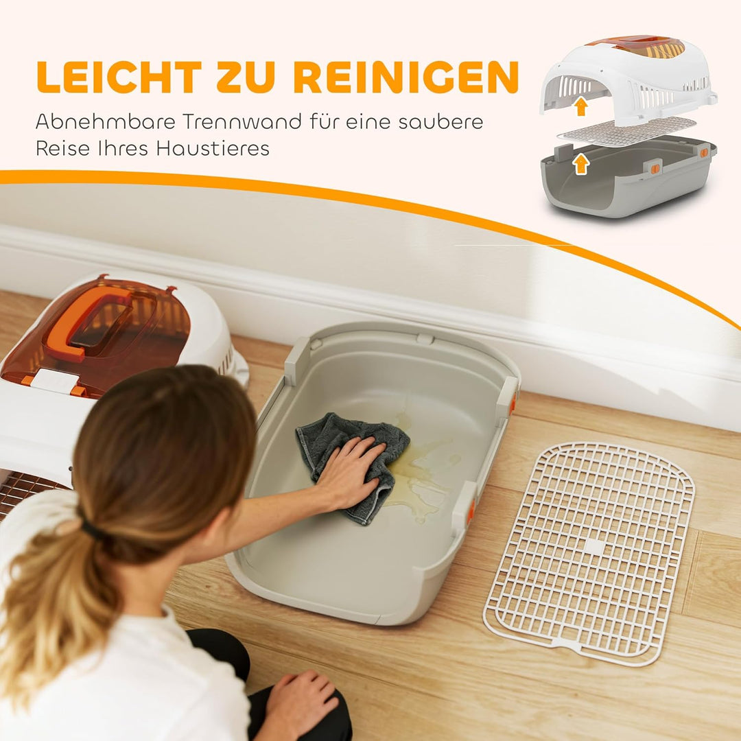 PawHut Transportbox Hundetransportbox für Katze Miniaturhunde bis 4kg 49x32x31cm Hundebox mit Dachöf