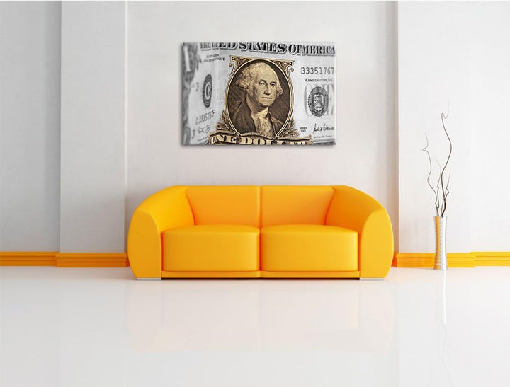 Dollarschein USA schwarz/weiss Format: 100x70 cm auf Leinwand, XXL riesige Bilder fertig gerahmt mit