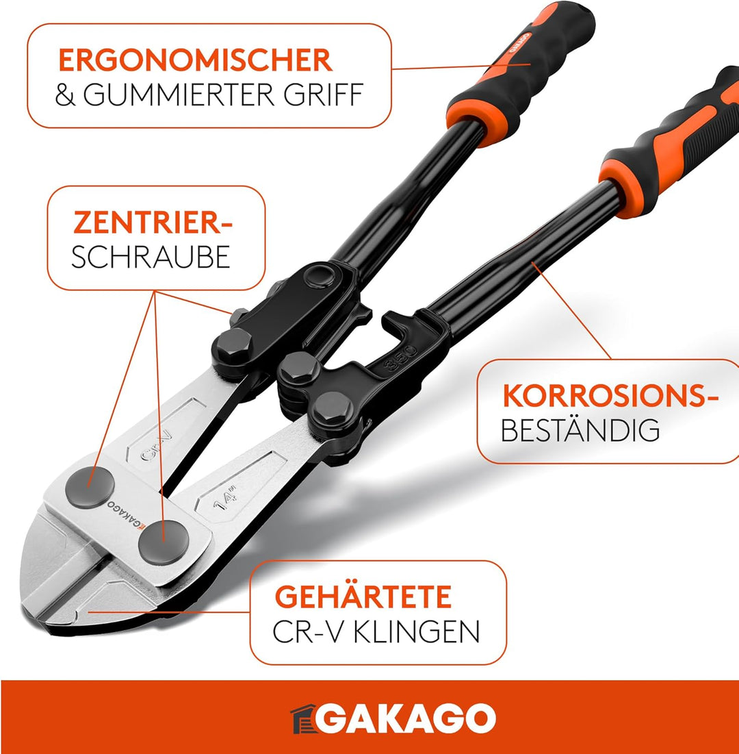Gakago Bolzenschneider 14" (350 mm) - Metallschneider mit gehärteten CR-V Klingen - Kraftvolle Übers