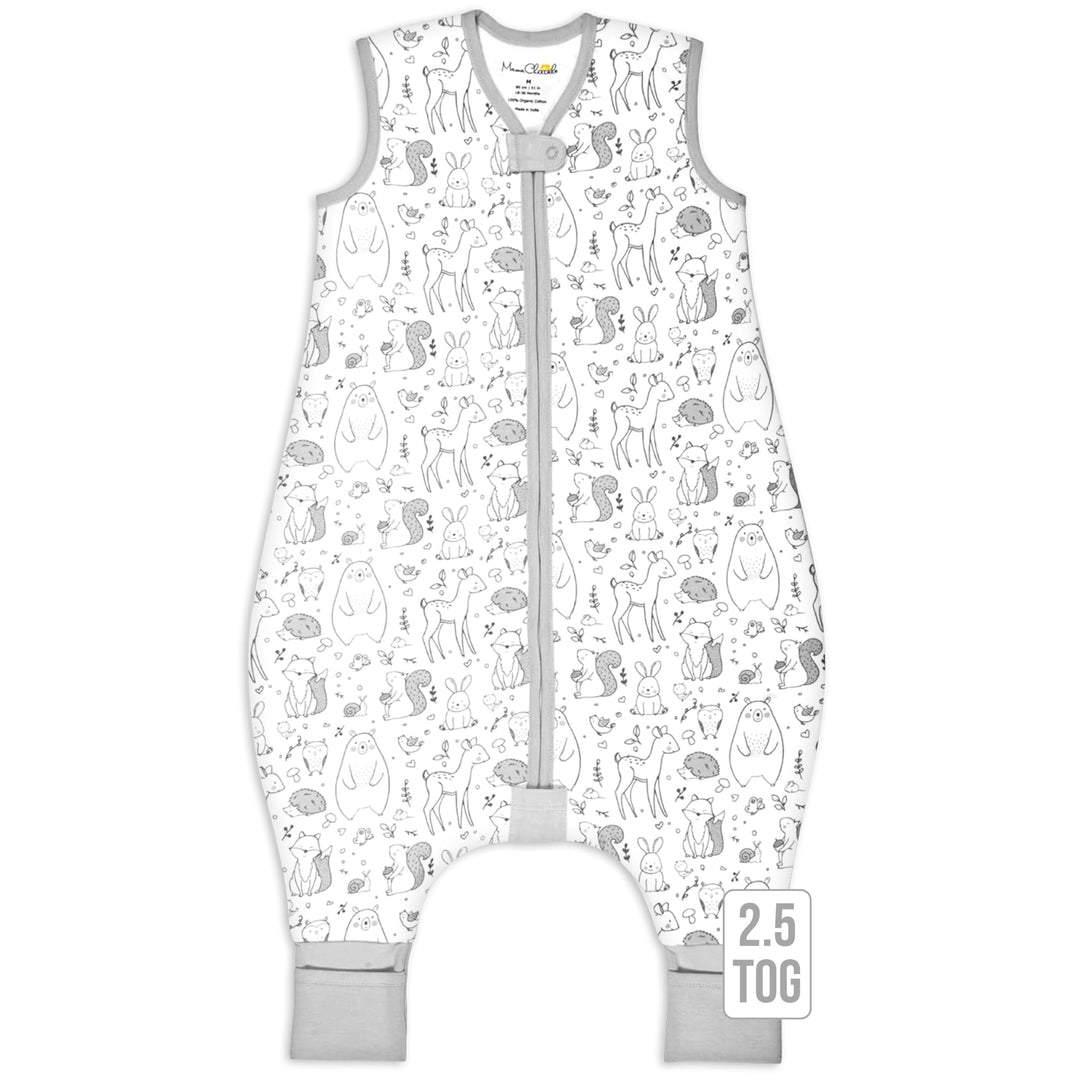 Baby Schlafsack mit Füsse 1.0 TOG, Ganzjahres Schlafsack, Bio-Baumwolle Baby Schlafsäcke ohne Ärmeln