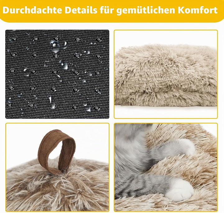 CATISM Katzenhöhle Katzenbett Katzenhaus Kuschelhöhle 45x45cm, 2 in 1 Faltbar Waschbar Bequemer Katz