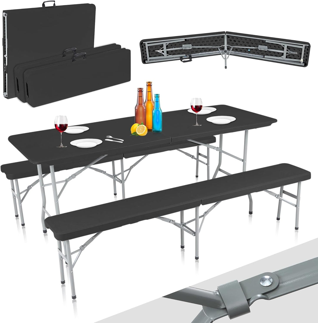 Strattore Bierzeltgarnitur aus Kunststoff 2X Bierbank Klappbank Klapptisch Festzeltgarnitur Bierzelt