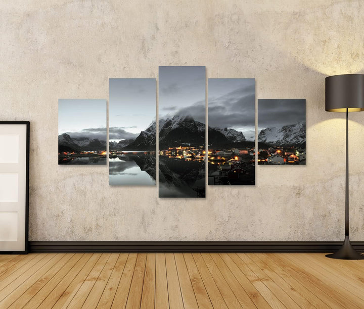 islandburner Bild auf Leinwand Sonnenuntergang In Reine Village Lofoten Norwegen Bilder Wandbilder P