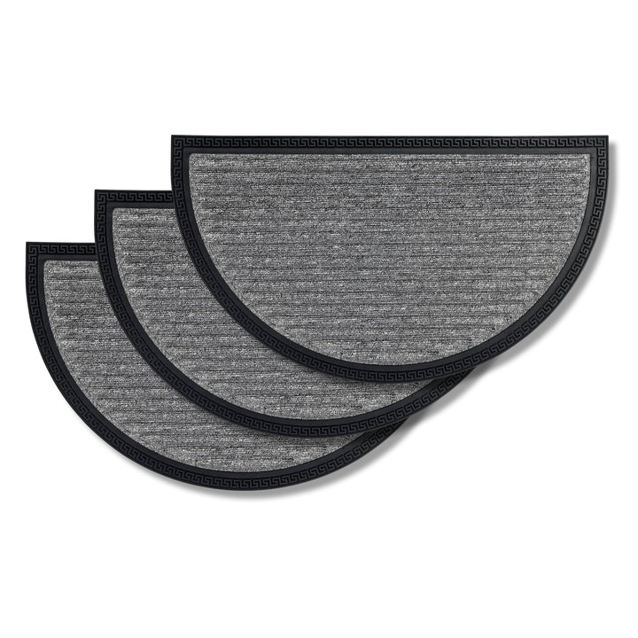 Astra Fussmatte Aussen & Innen - 3er Set 40x70 cm halbrund Silber Linien - Türmatte rutschfest - Sch