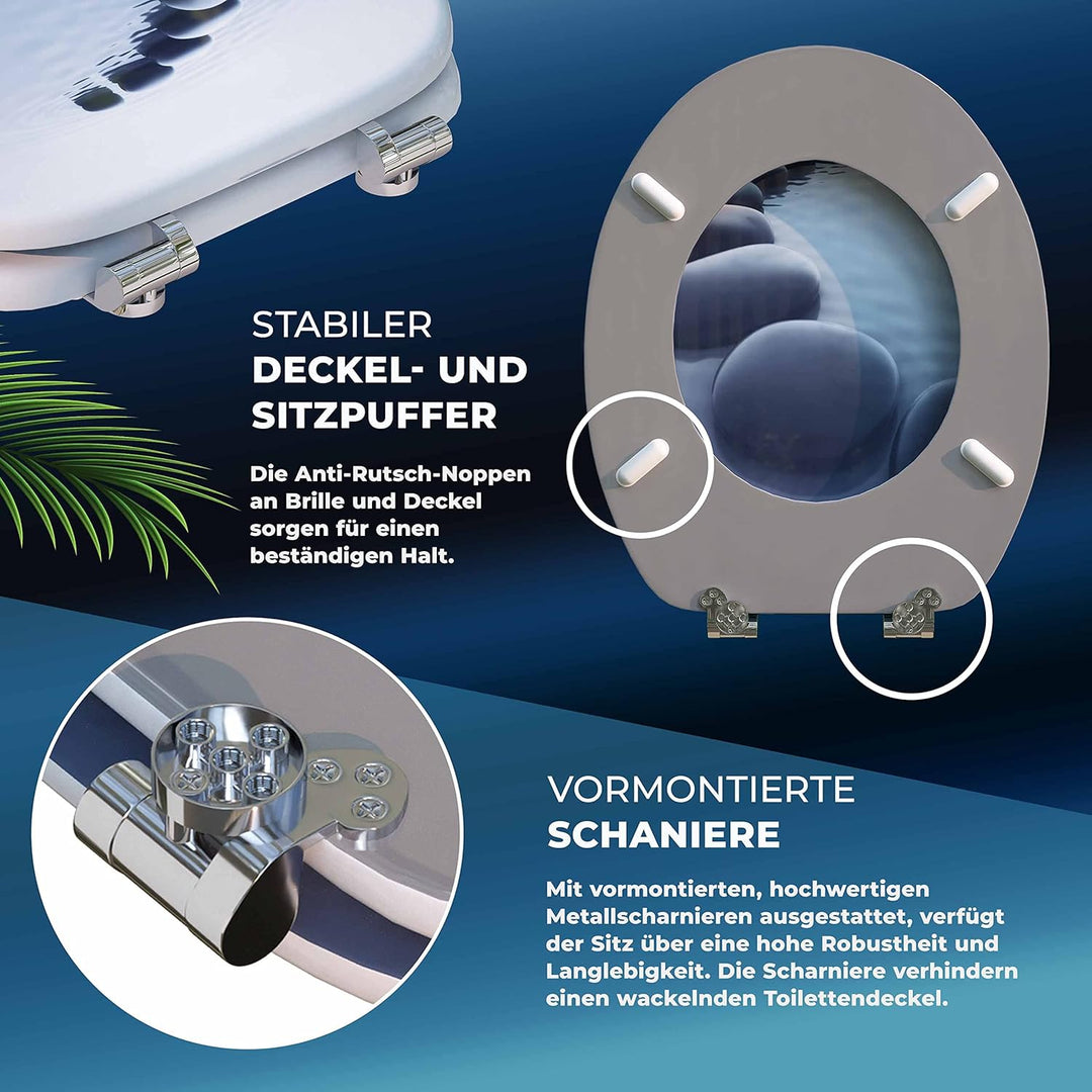 CASARIA® Toilettendeckel mit doppelter Absenkautomatik MDF rostfreie Metall Scharniere WC Sitz 175kg