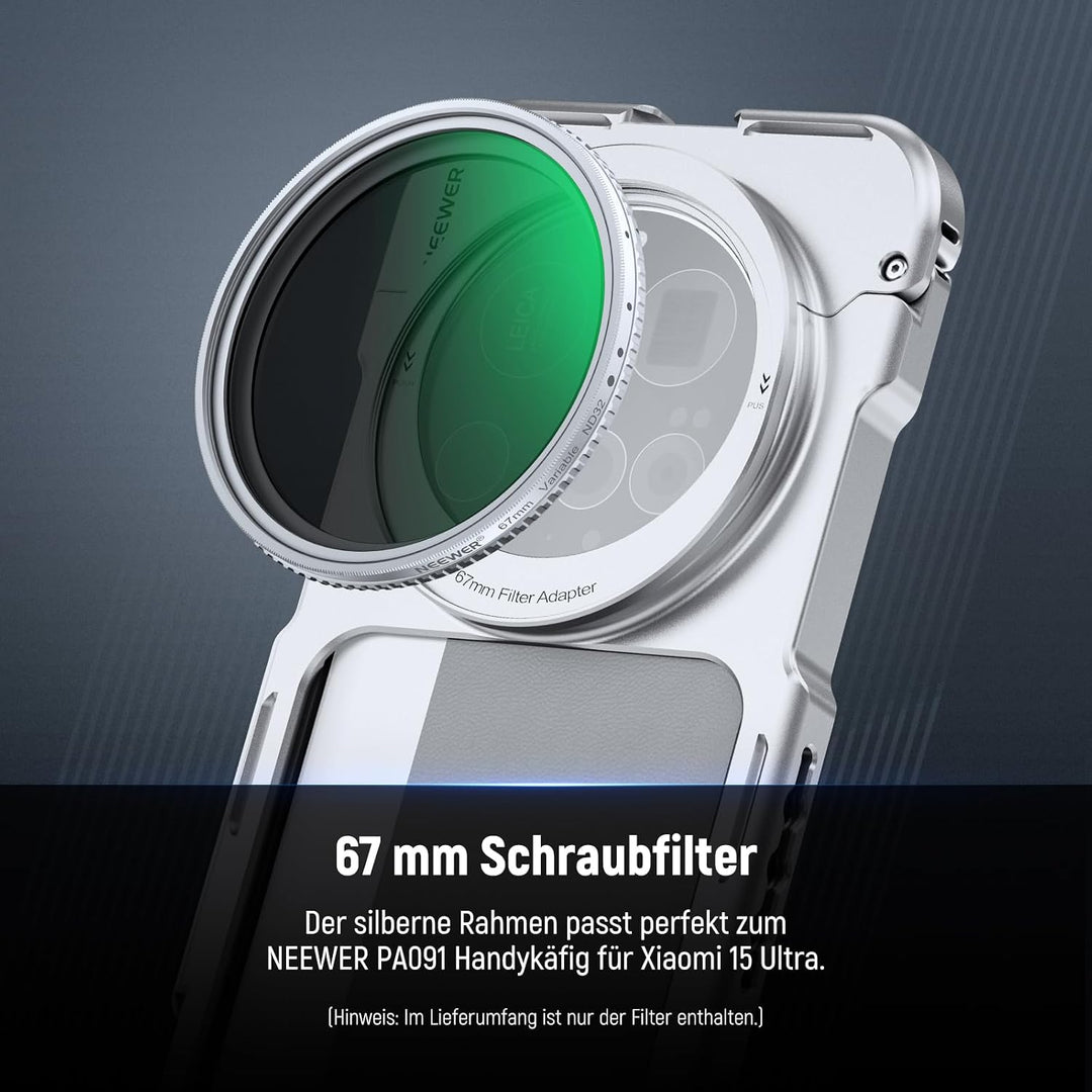 NEEWER 67mm variabler ND Filter Graufilter, einstellbarer ND2-32 (1-5 Stop), mehrfachvergütet HD Opt