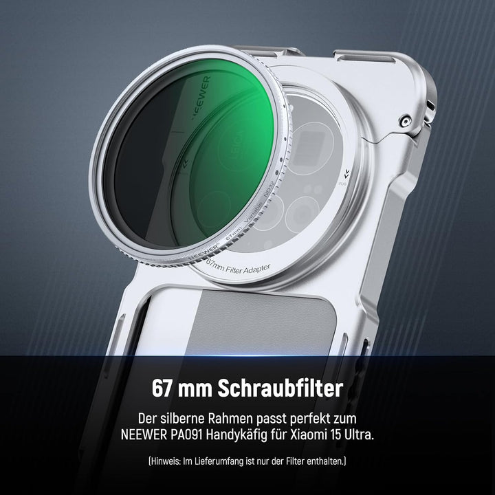 NEEWER 67mm variabler ND Filter Graufilter, einstellbarer ND2-32 (1-5 Stop), mehrfachvergütet HD Opt