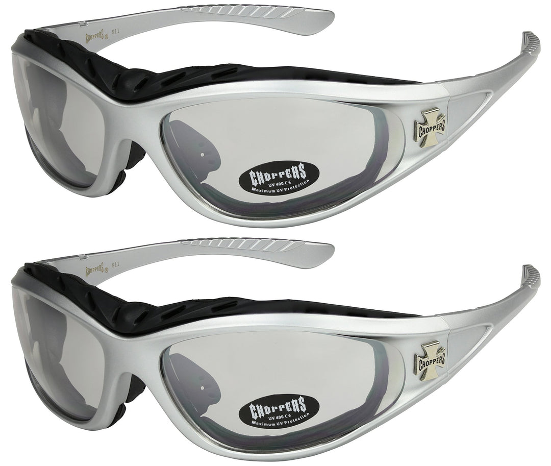 2er Pack Choppers 911 Sonnenbrillen Motorradbrille Sportbrille Radbrille mit Polsterung in den Farbe