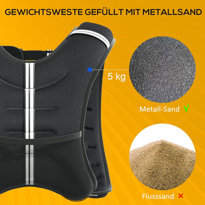 HOMCOM Gewichtsweste Weight Vest verstellbar für Gewicht Tranning Krafttrainning Mann/Frau Oxford-Ge