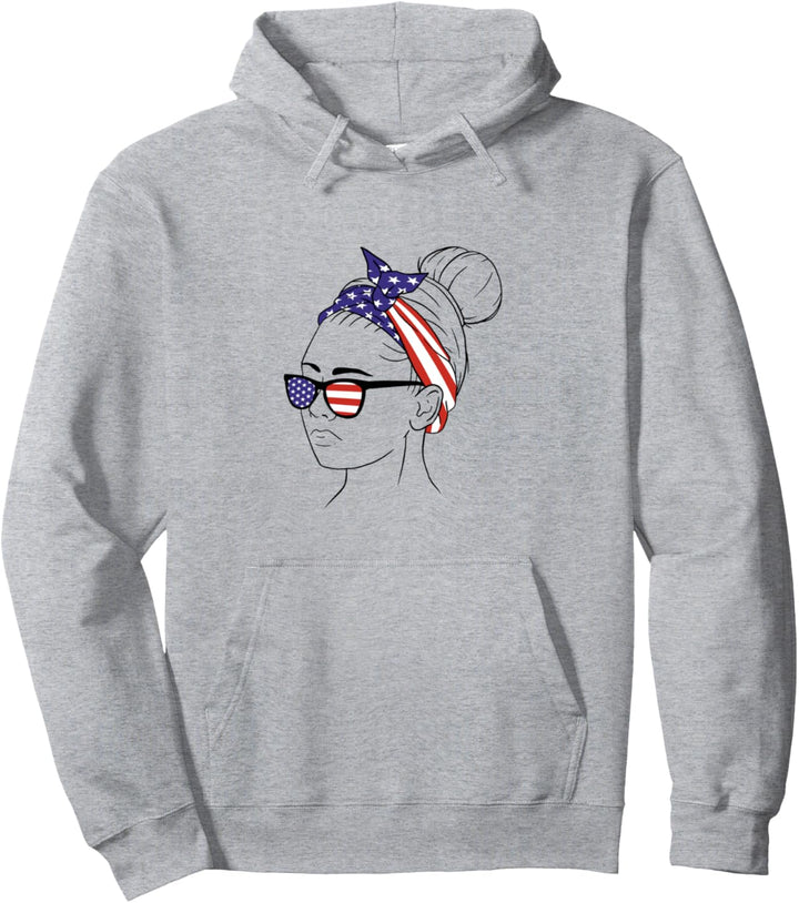 Bandana Mädchen Mit Amerikanischer Flagge Pullover Hoodie