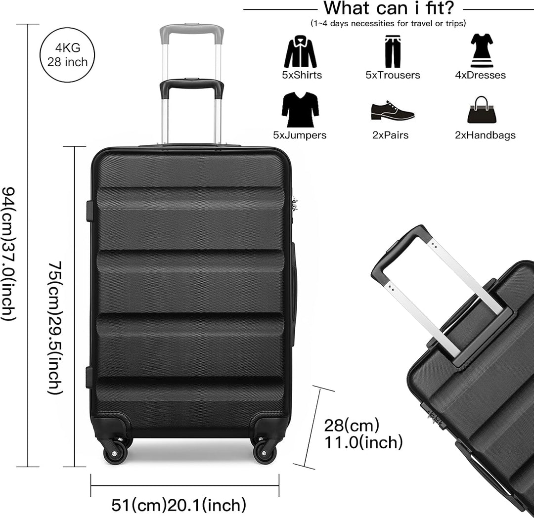 KONO Handgepäck Koffer Leicht Reisekoffer mit Rollen und TSA Schloss, Klein Koffer Trolley Handgepäc