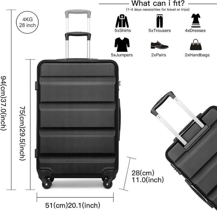 KONO Handgepäck Koffer Leicht Reisekoffer mit Rollen und TSA Schloss, Klein Koffer Trolley Handgepäc