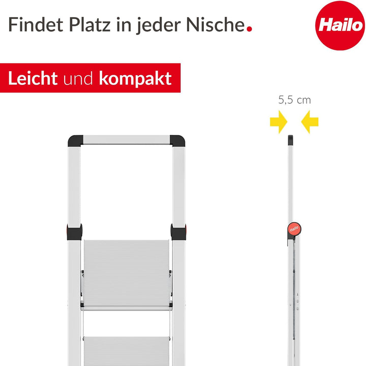 Selekta by Hailo | Alu-Sicherheits-Trittleiter | DK40 Basicline Design | Steighilfe 2 stufig 2 Stufe