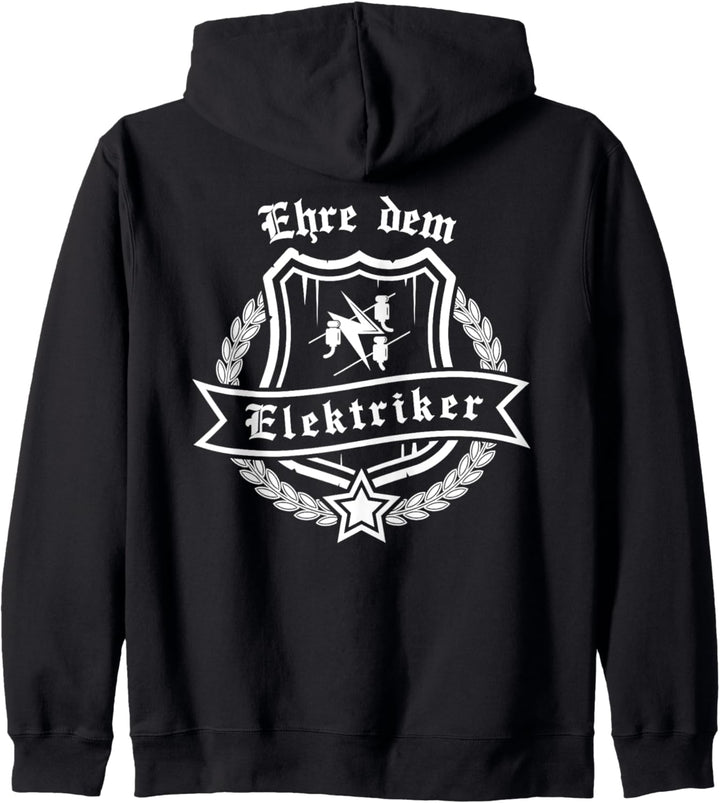 Ehre dem Elektriker mit Zunftwappen und Ehrenkranz Kapuzenjacke