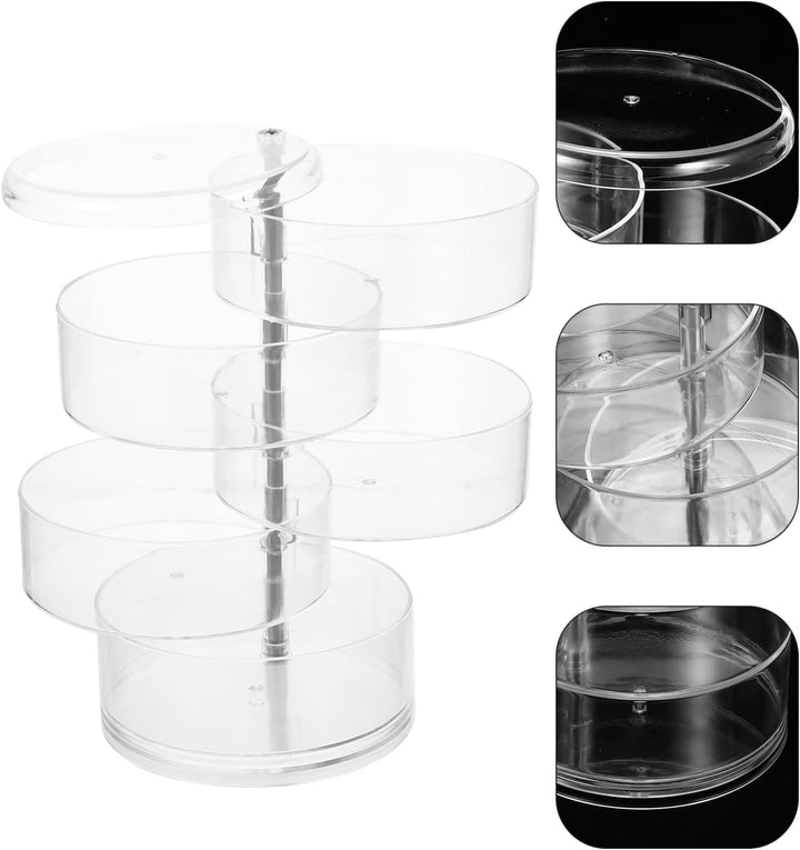 Cabilock Mehrschichtiger Drehbarer Multi Organizer Box 21X11.5X11.5Cm Transparent Schmuckkästchen Fü
