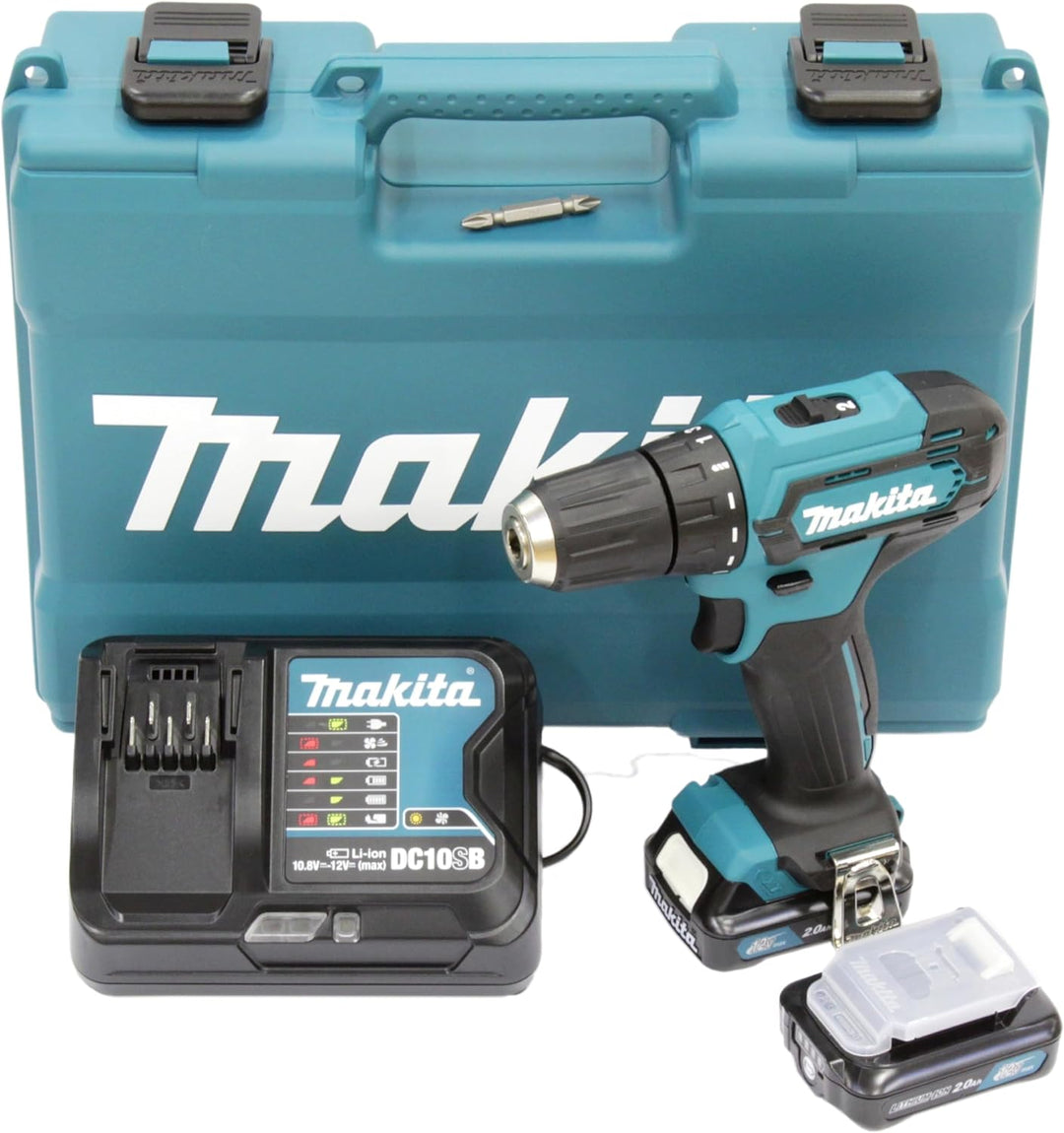 Makita DF333DSAE Akku-Bohrschrauber 12 V max. / 2,0 Ah, 2 Akkus + Ladegerät im Transportkoffer mit 2