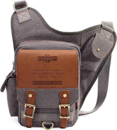 KAUKKO Canvas - Brusttasche für Damen und Herren - Umhängetasche Grau Jnl-sg-09, Grau Jnl-sg-09