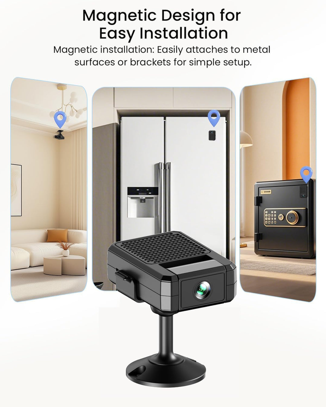 Mini WLAN Kamera, 4K HD Überwachungskamera 180° drehbarem Objektiv, Remote Viewing für Sicherheit mi