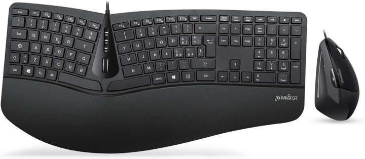 Perixx Periduo, Set, ergonomische Tastatur mit vertikaler Maus. Full-Size USB, Full-Size USB