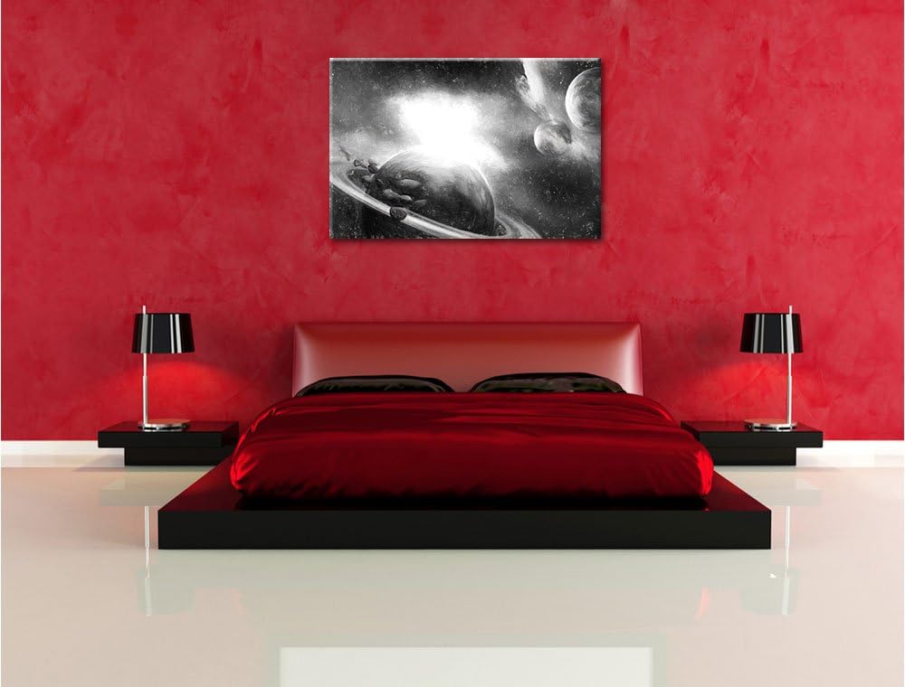 Pixxprint Planeten und Meteoriten als Leinwandbild/Grösse: 100x70 / Wandbild/Kunstdruck/fertig bespa