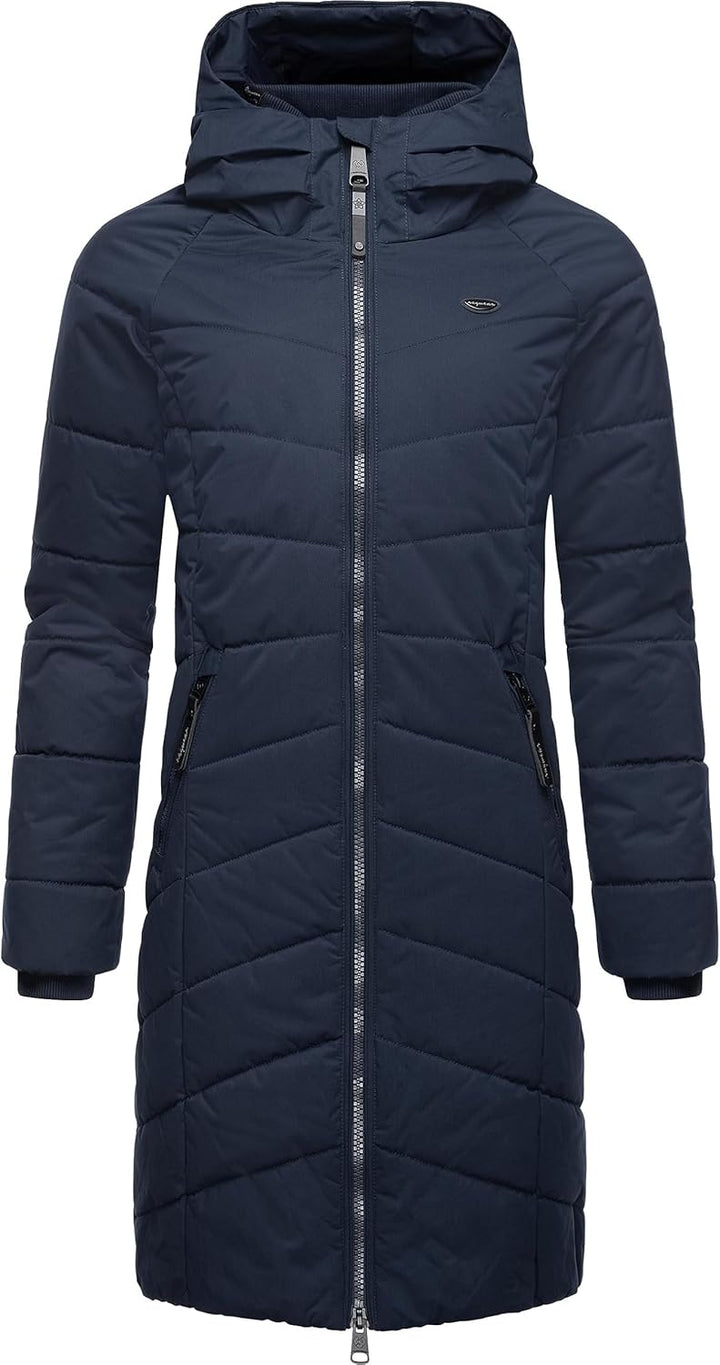Ragwear Damen Wintermantel Warmer wasserdichter Steppmantel lang mit Kapuze Dizzie Coat XS-6XL S Nav