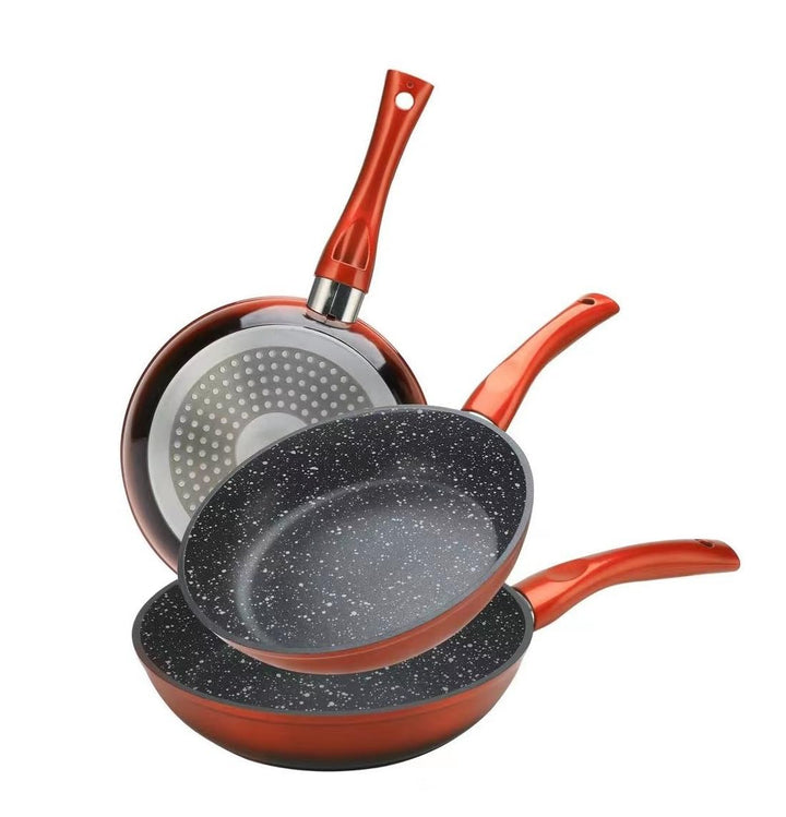 3tlg Pfannenset Induktion Bratpfanne Pfanne antihaft marmor ø20-24-28cm Rot 3x-Rot, 3x-Rot