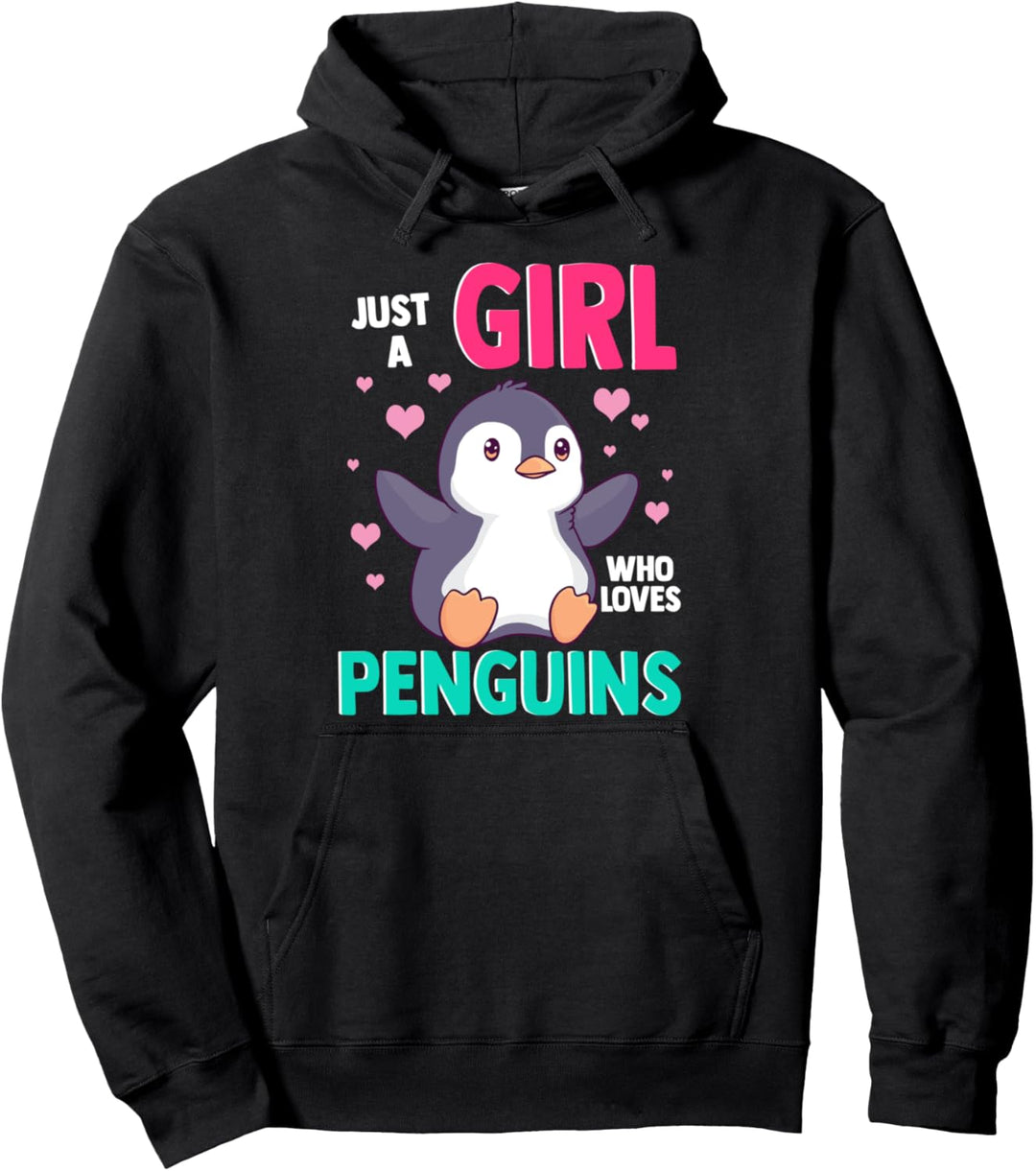 Cute Just A Girl Who Loves Penguins Adorable Pullover Hoodie