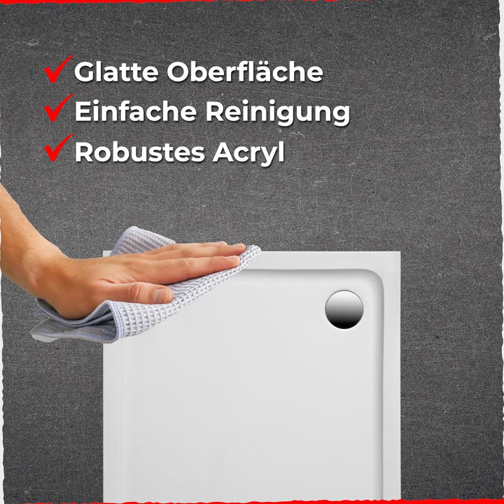 Schulte Duschwanne Modell A - aus hochwertigem Sanitäracryl, 140x90 cm inkl. Fussgesetell, Ab- und Ü