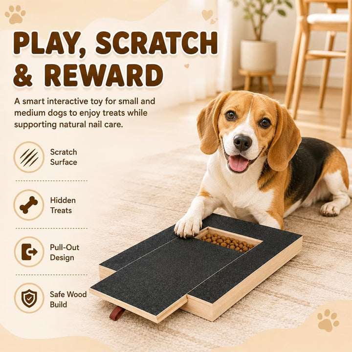 Kratzbrett für Hunde mit Leckerlibox 35x25x3cm, Stressfrei Kratzbrett für Hundekrallen, Hunde Kralle