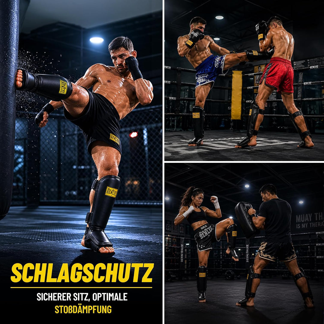 BENLEE Schienbeinschoner aus Kunstleder (1 Paar) Guardian Schwarz L-XL Single, Schwarz L-XL Single