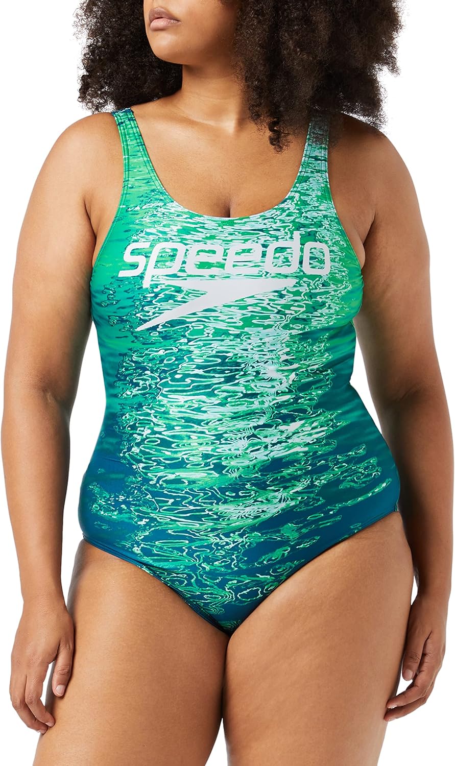 Speedo Damen Digital Placement U-Back Badeanzug 32 Blau/Grün, 32 Blau/Grün