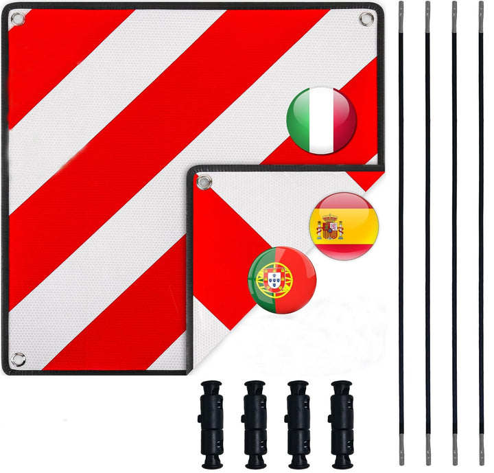 WISCRAFTER Warntafel für Spanien und Portugal Fahrradträger,3 In 1 Alu Reflektierend Warnschild(50 x