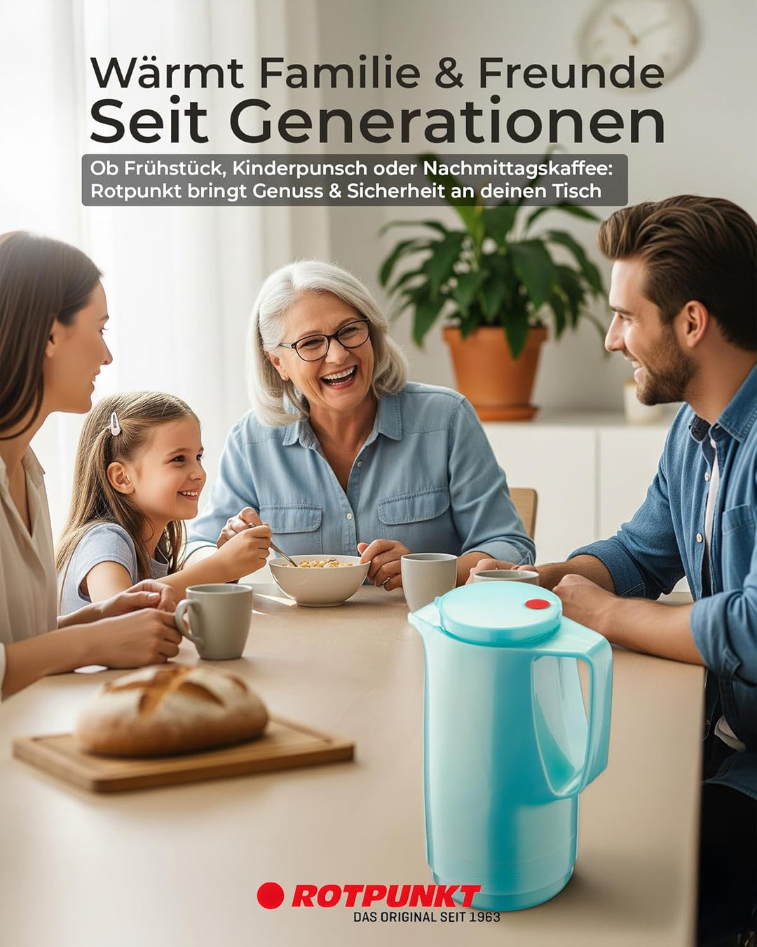 ROTPUNKT Isolierkanne 760 Maxima 1,0 l | Zweifunktions-Drehverschluss | BPA-frei - gesundes Trinken